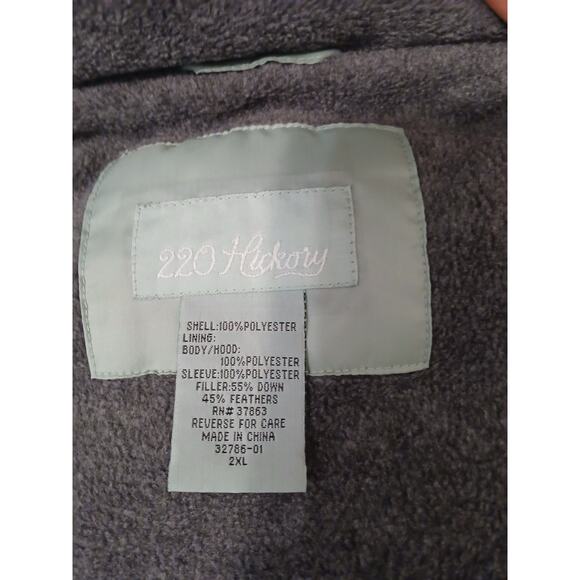 Down Fill Puffer 2XL Jacket Vest Combo Removable Sleeves Hood Fleece Lined Green - Picture 14 of 16